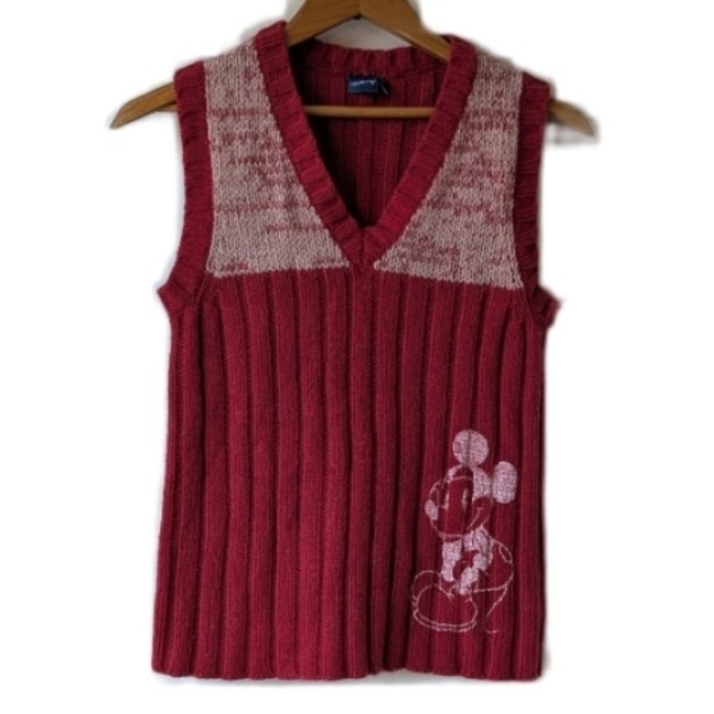 Disney Women's Red Wool Sweater Vest Size XS